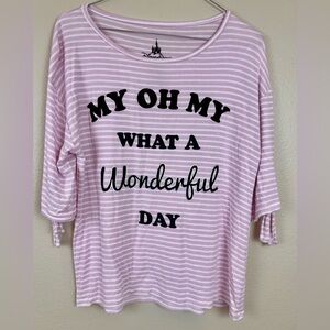 Disney Women's Light Pink White Striped Long Sleeve Tee Size XS “My Oh My What .